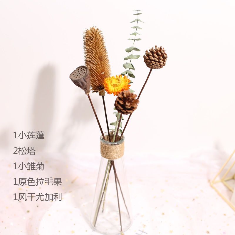ins干花花束永生尤加利叶北欧风家居客厅装饰摆件diy拍摄道具|E02+锥形瓶