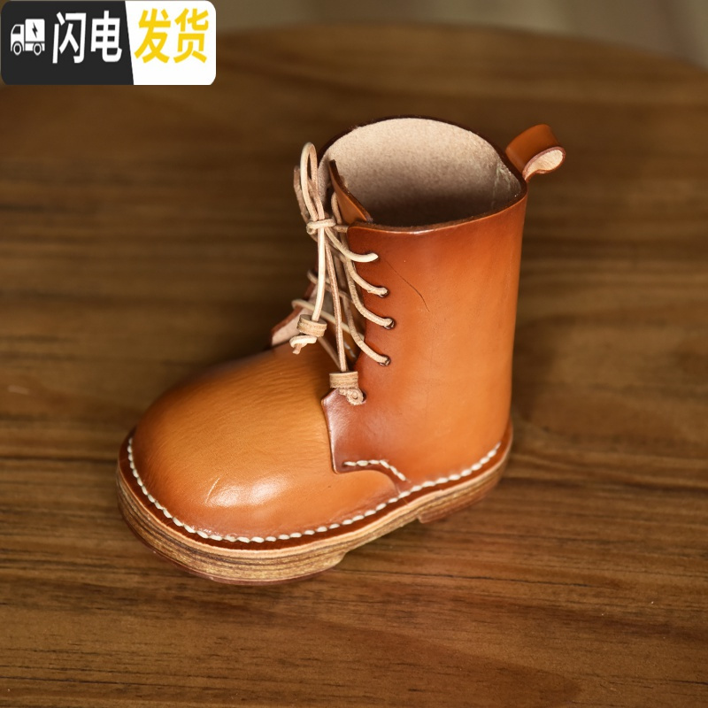 三维工匠原创设计手工植鞣牛皮笔筒办公创意全牛皮卡通笔桶桌面摆件收纳盒 鞋子笔筒棕色高清大图