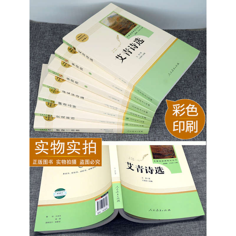 水浒传上下+简爱+儒林外史+艾青诗选 全5本 [正版]九年级上册名著全套7册 水浒传原著初中生艾青诗选泰戈尔诗选世说新语