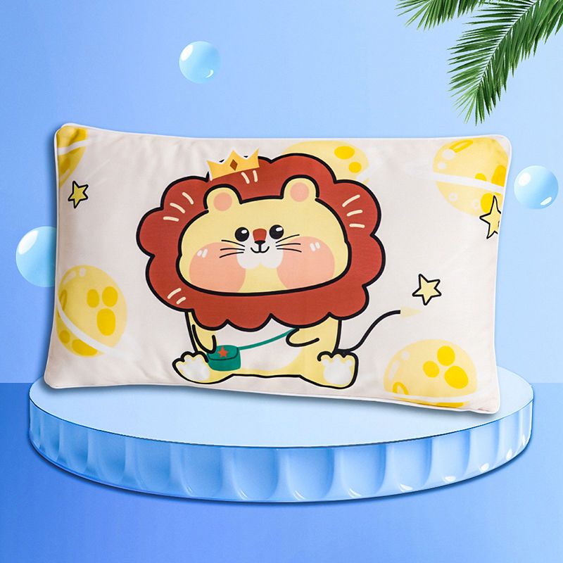 (夏季凉感丝枕套一只)星球狮 30cmX50cm 儿童夏季冰丝枕套30×50卡通凉席宝宝婴枕头套单人学生60×40透气
