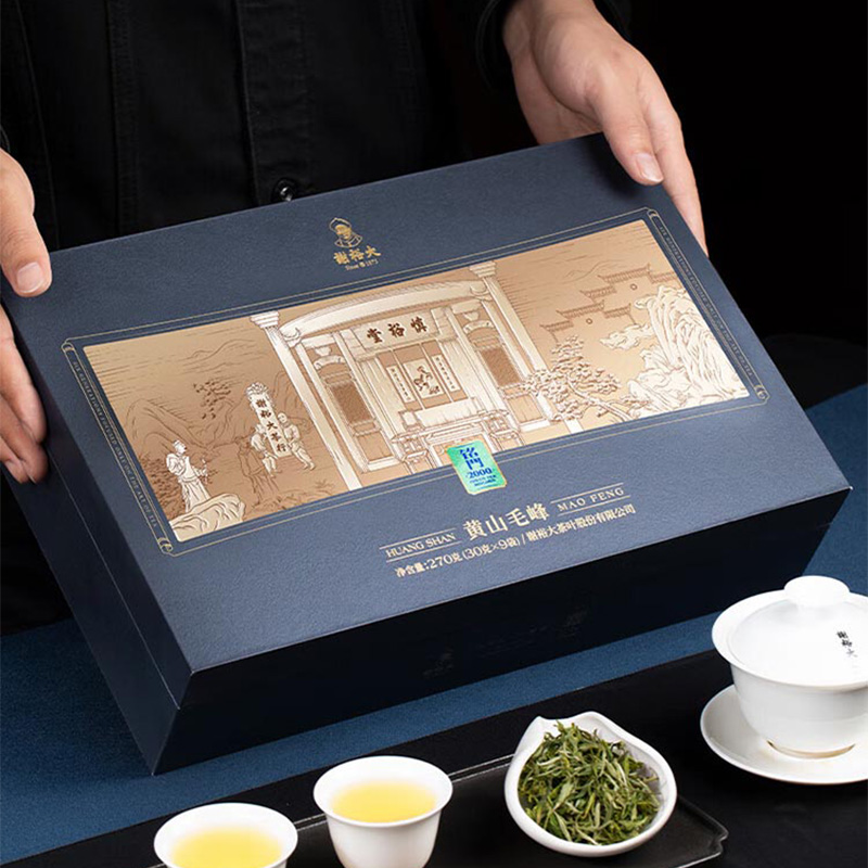 谢裕大绿茶明前烘青黄山毛峰铭门2000绿茶礼盒270g高清大图