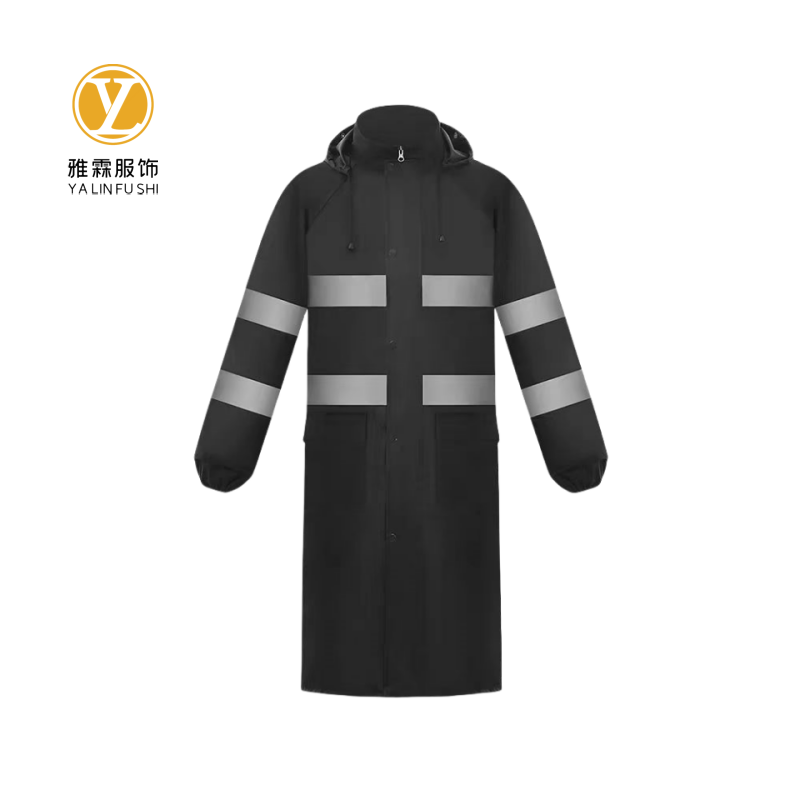 雅霖服 烫条绿风衣式雨衣可定制 YLF-XZ505 件高清大图