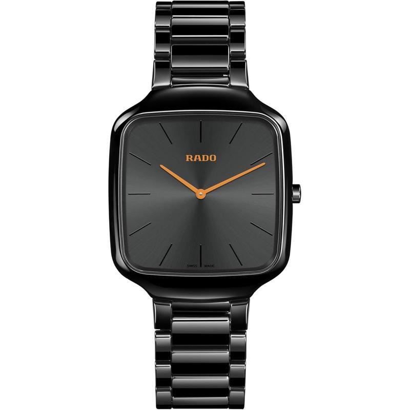 雷达(RADO)瑞士石英陶瓷石表男士正装商务防水防刮简约方形腕表