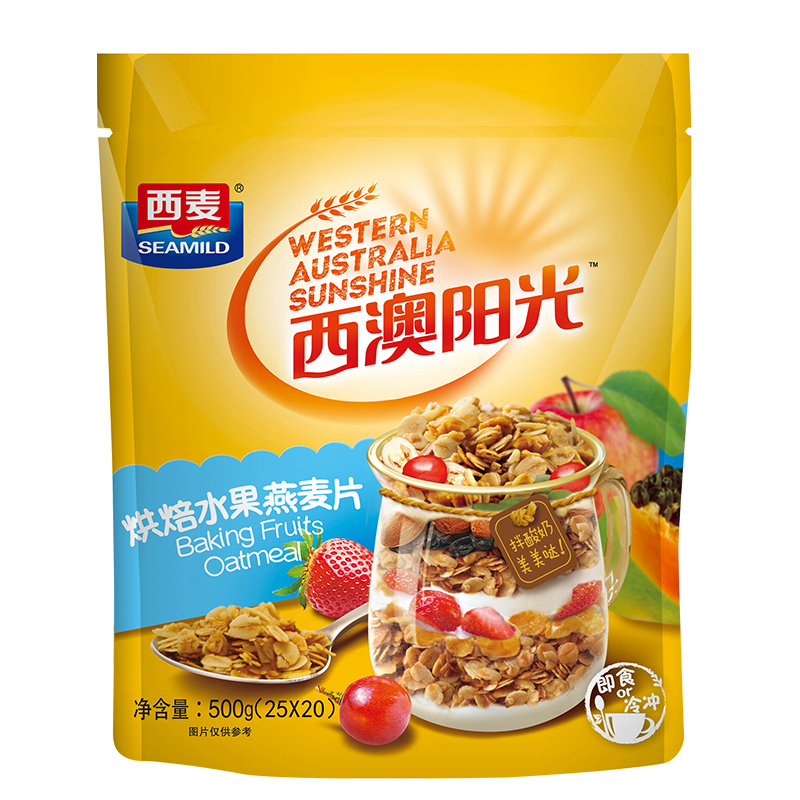 西麦 烘焙水果燕麦片500g 冷冲即食早餐谷物 什锦谷物燕麦片 可搭配酸奶