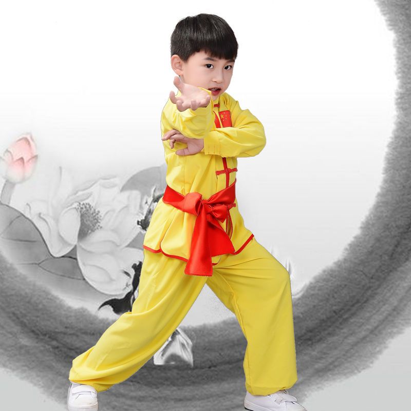 儿童武术秋季男女童练功服武馆训练服长短袖太极武术表演服装棉质