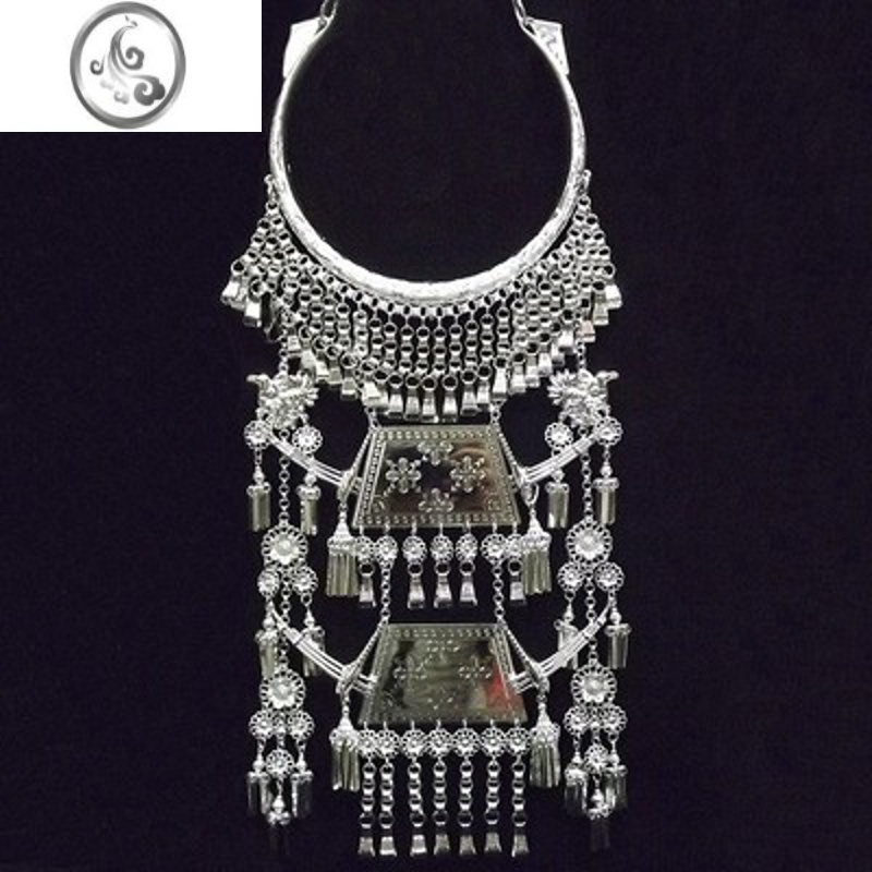 项圈合金流苏银饰视频介绍_jimi新款苗族侗族彝族土家族演出服项链苗