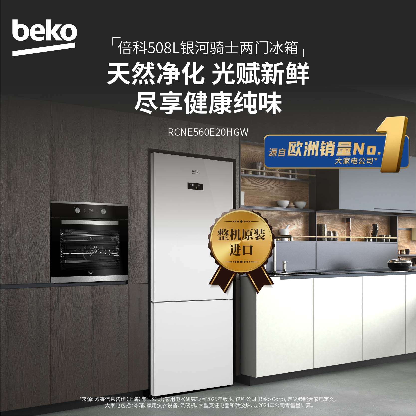 倍科冰箱RCNE560E20HGW两台套装