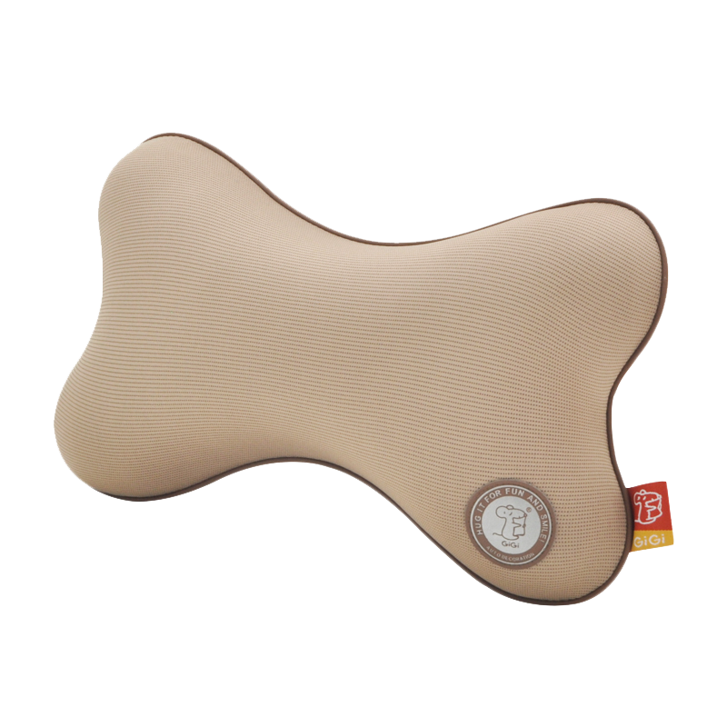 吉吉（GiGi）汽车头枕 GT-1329竹炭记忆棉骨头枕 车用护颈枕 头靠枕杏色
