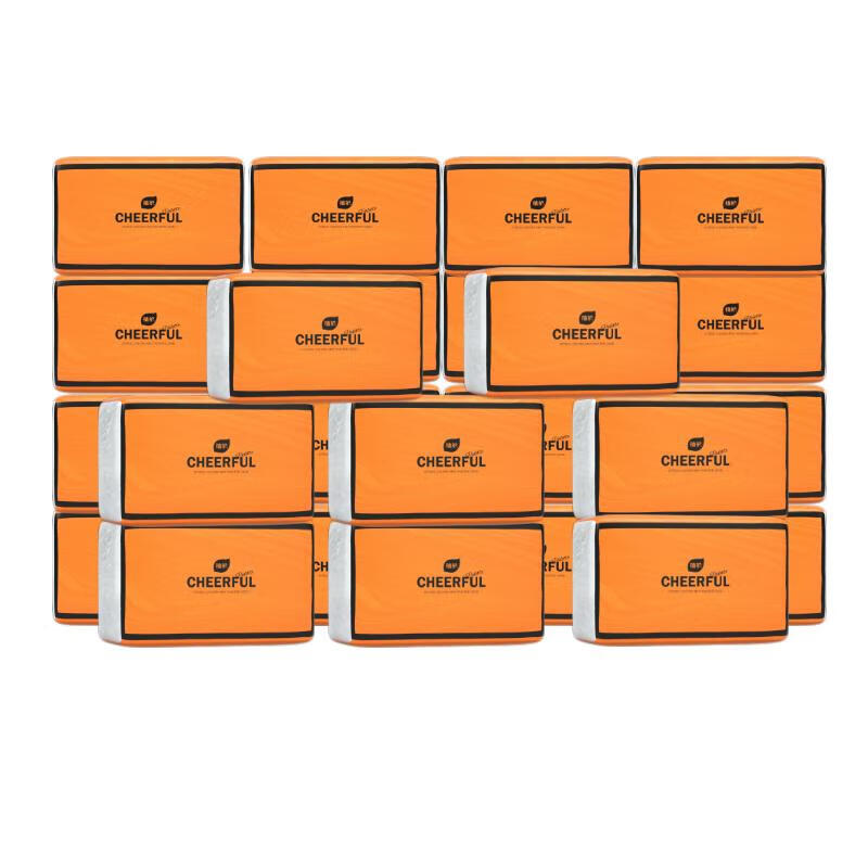 植护纸巾悦色橙抽纸加厚加大4层175*175mm90抽*24包整箱卫生纸餐巾纸