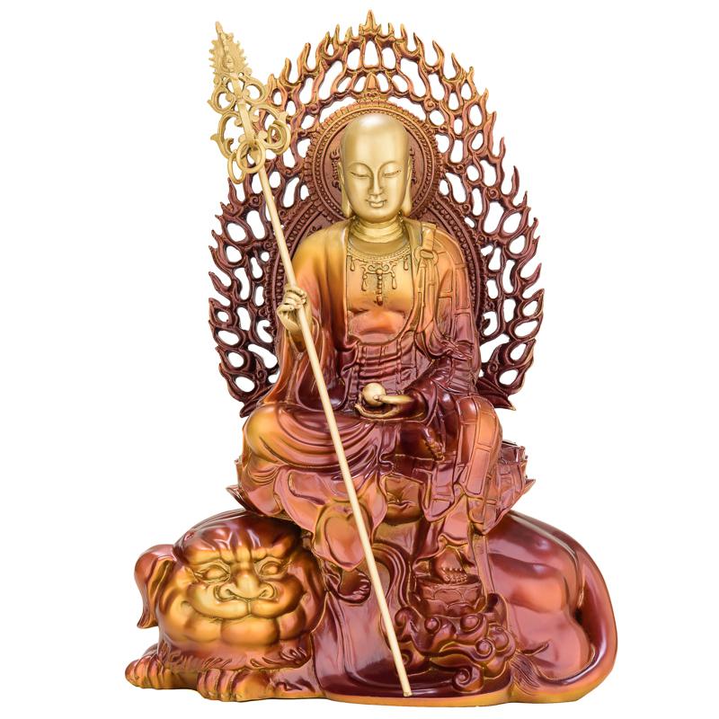 美帮汇地藏菩萨 地藏佛像铜火焰坐谛听地藏菩萨像摆件高清大图