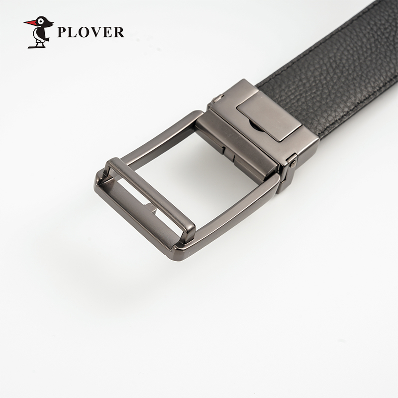 PLOVER香港啄木鸟针扣型真皮自动扣皮带头层牛皮腰带