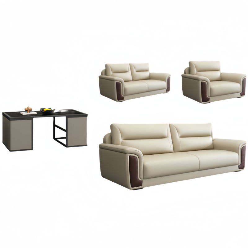 悦兴诚接待沙发组合203*85*92cm(1+2+3+茶台)套高清大图