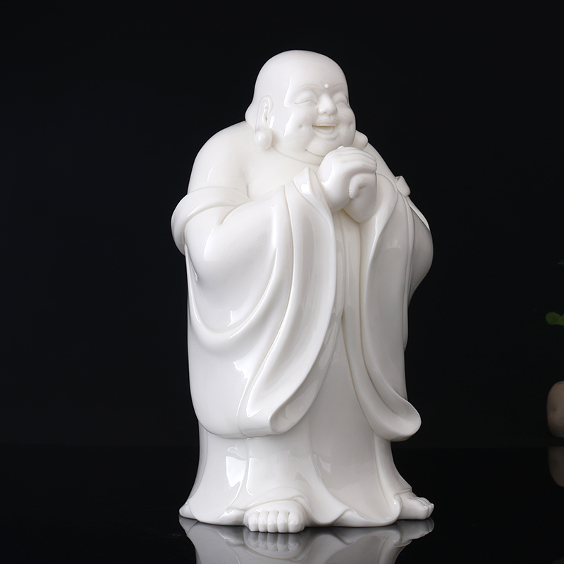 MULTIPOTENT茶宠摆件 德化陶瓷工艺品周崇邓作品-恭喜发财弥勒佛像