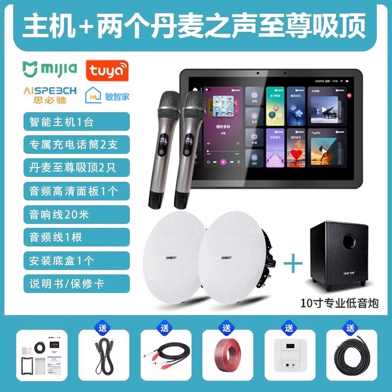 先科(SAST)智能AI家庭吸顶音响家用客厅无线蓝牙智能K歌主机+2个8英寸HiFi至尊同轴吸顶音响+10吋专业低音炮