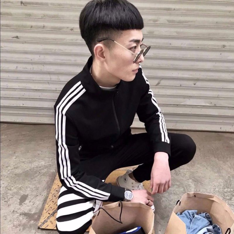 newlake春秋社会人精神小伙三道杠立领外套潮男修身网红同款学生情侣