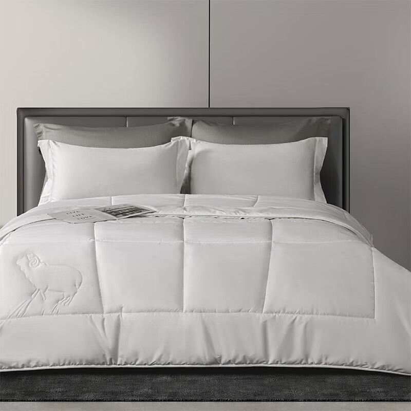 水星家纺简色生活阻螨A类抗菌澳洲羊毛被200cm×230cm