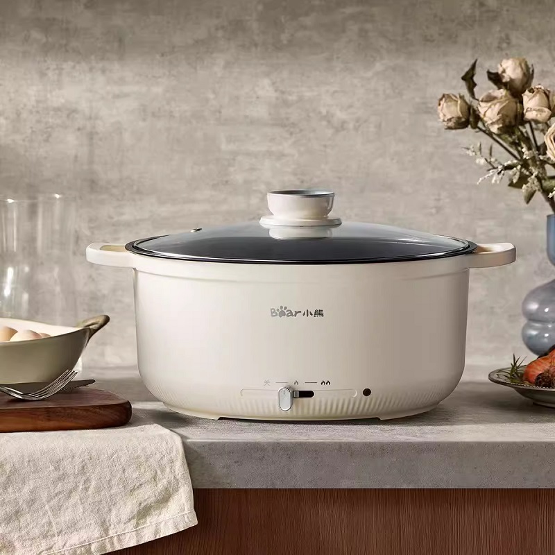 小熊电火锅家用电煮锅一体锅多功能5升大容量电热锅涮烤锅 白色高清大图