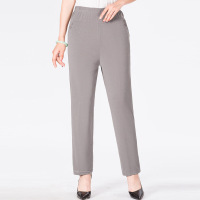 迪鲁奥（DILUAO)高档妈妈直筒九分裤女中老年人高腰休闲裤子松紧奶奶裤中年女士冰丝裤_782 XL 灰色