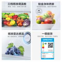 美的(Midea)385升 多门电冰箱 双变频节能 风冷无霜 铂金净味除菌 BCD-385WFPZM(E) 榭湖银