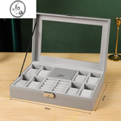 JiMi简约皮质带锁手表盒收纳盒名表收藏盒手表箱家用Watchbox