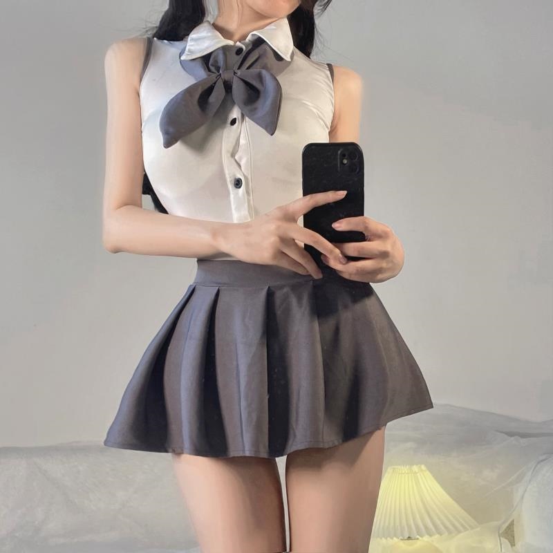 硕遥情趣内衣纯欲性感学院风露背连体套装JK学生制服裙代发 227高清大图