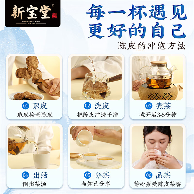 新宝堂 青花瓷10年 陈皮养生茶 100g (单位:盒)高清大图