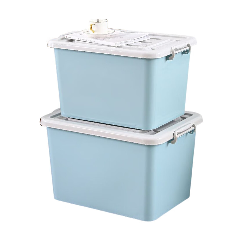 安居先森70# 49.5*36.5*30.5cm带轮可手提北欧风加厚塑料整理箱收纳箱1个蓝色高清大图