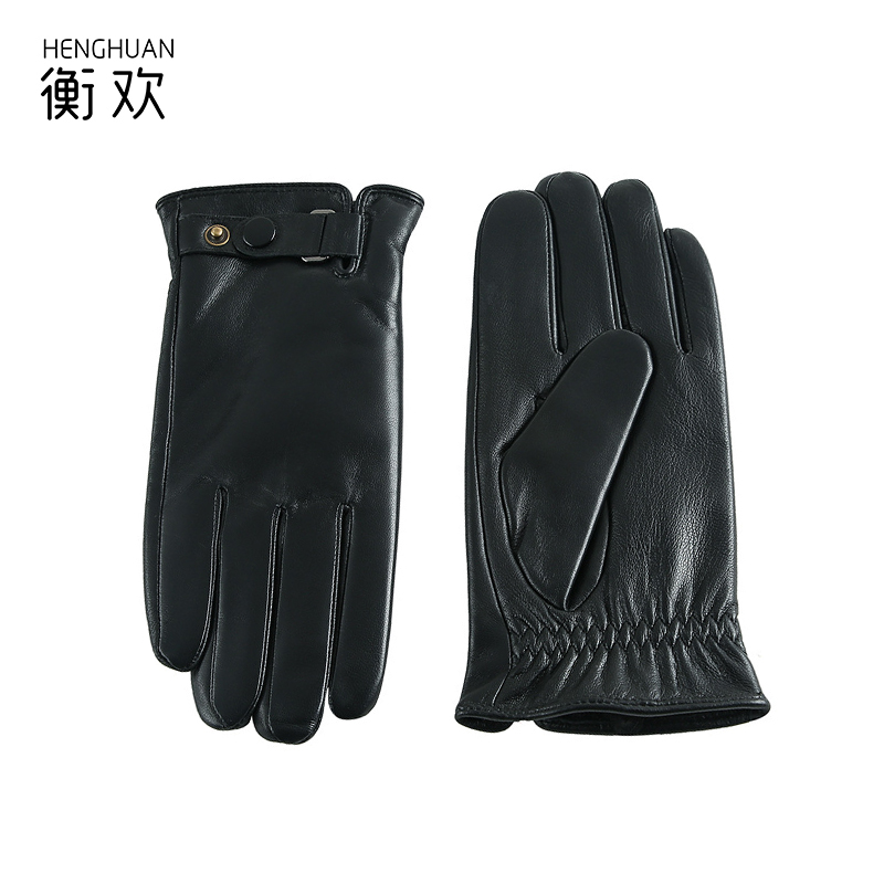 衡欢(HENGHUAN)羊皮触摸屏真皮手套加绒加厚手套 RZ-ST10/双 黑色