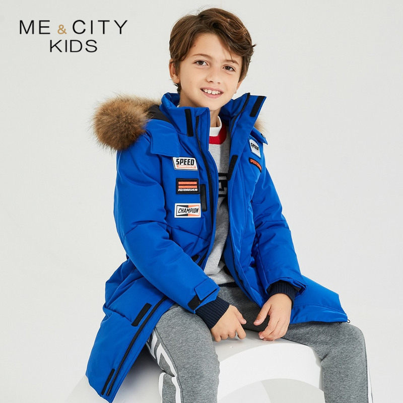 [2件2折价:199]米喜迪mecity童装冬新款男童羽绒服大毛领派克工装风羽绒服