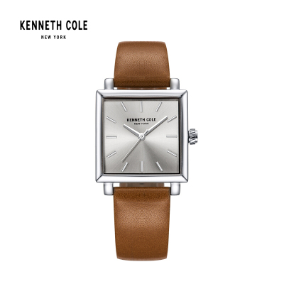 凯尼斯柯尔(Kenneth Cole) 皮革皮带 石英表 女 欧美品牌女士方形表盘防水时装女表KC10030823系列