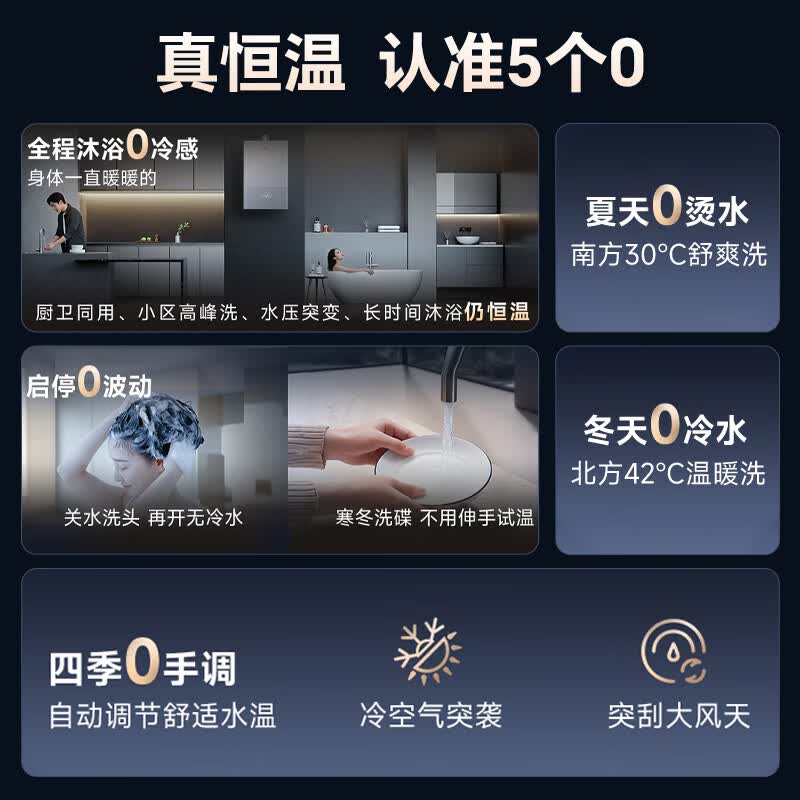 万家乐燃气热水器 [智悦E9 ULTRA]8A一级恒温增容零冷水热水器 16L家用节能智控热水器高清大图