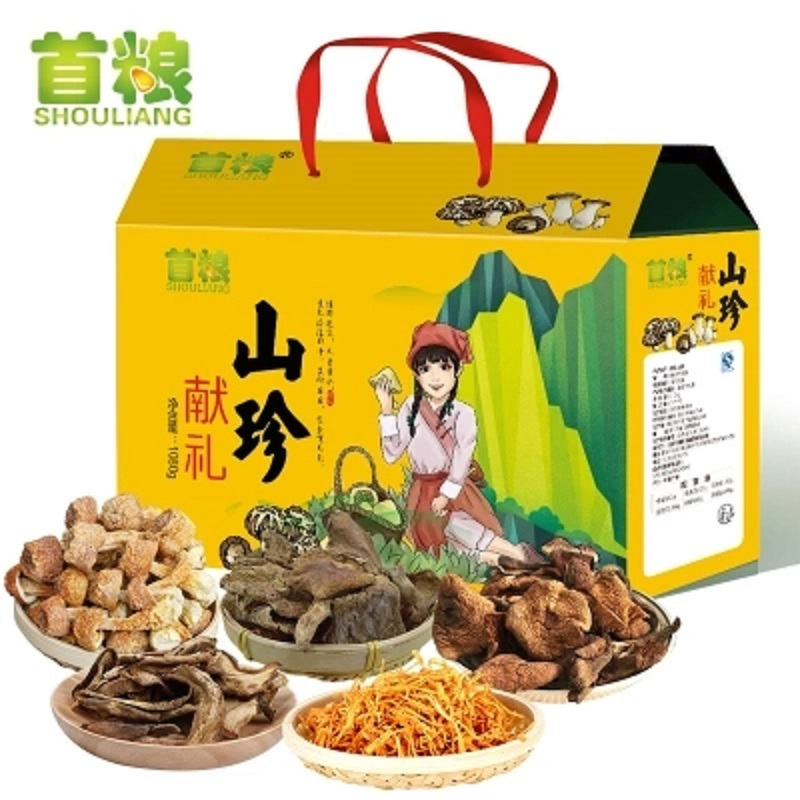 首粮(SHOULIANG) 山珍干菌盒装1080g 蘑菇菌野生菌类特产
