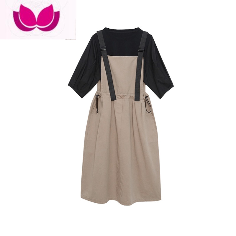 七斓2023新款夏季背带连衣裙子女盐系轻熟高级感套装梨型身材穿搭 卡其色套装梨形身材穿搭套装/套装女设计感小众/炸街甜酷套装裙 XL炸街裙子2023/甜美套装