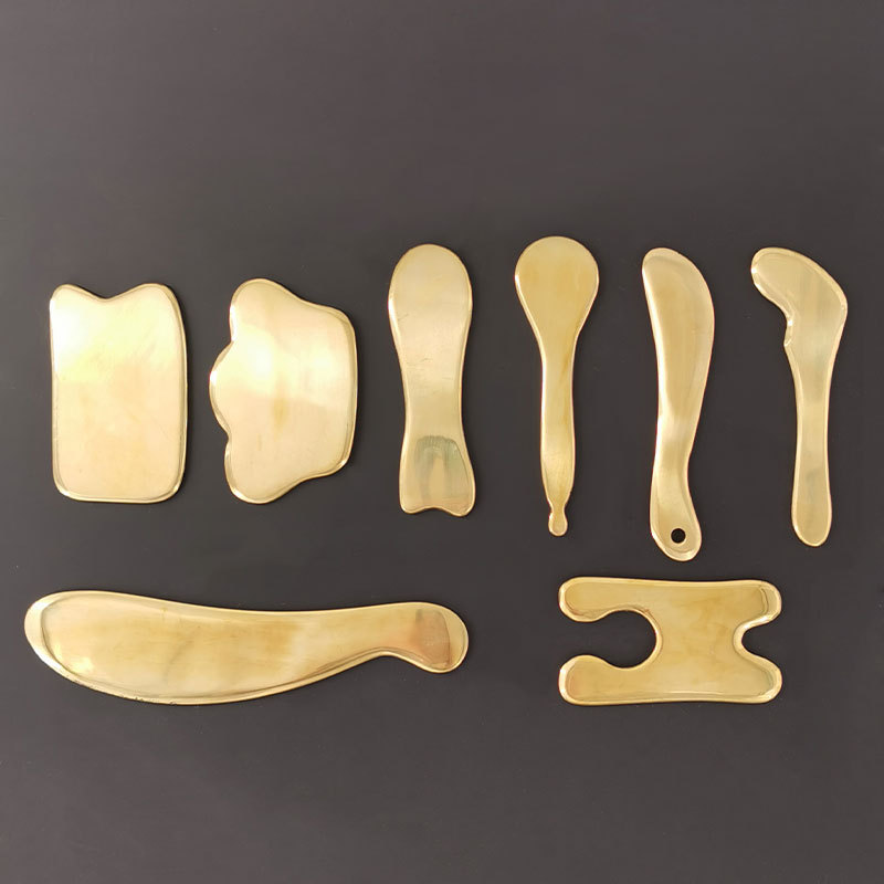 黄铜板刮痧板正品纯铜制李氏虎符砭法李道政手工全身刮痧刀8件套高清大图