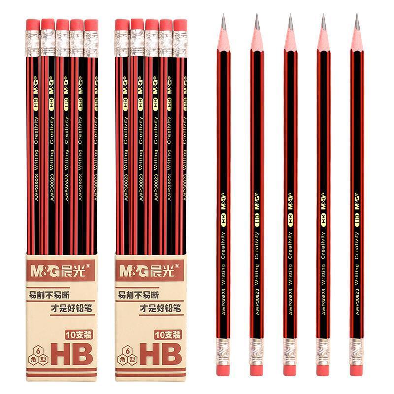 10支装/HB红杆.送卷笔刀+橡皮 晨光100支装儿童hb2b2H铅笔小学生写字带橡皮擦头文具用品幼儿园
