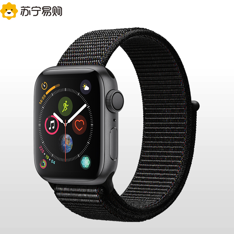 Apple Watch Series4 智能手表 GPS 40毫米 深空灰色铝金属表壳搭配黑色回环式运动表带