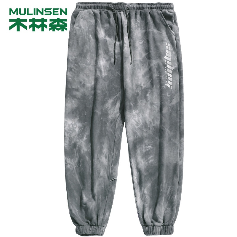 [直营]木林森(MULINSEN)秋新款潮牌运动卫裤扎染嘻哈街头束脚休闲裤男