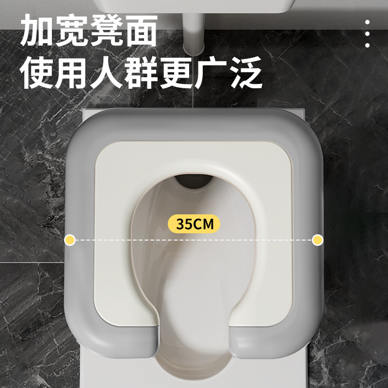 CCKO成人蹲便改坐便椅家用蹲厕马桶坐架孕妇老人上厕所便携式辅助凳子 蓝色[纸巾盒+硬垫款]高清大图