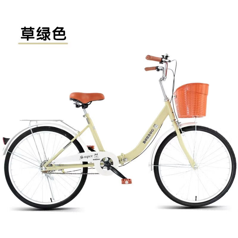 免安装自行车女成年人24寸26寸折叠免充气轻便单车中学生大学校园 看身高22寸适合身高【135-155厘米】 新车【98免安装折叠款】公主粉+标配大礼包
