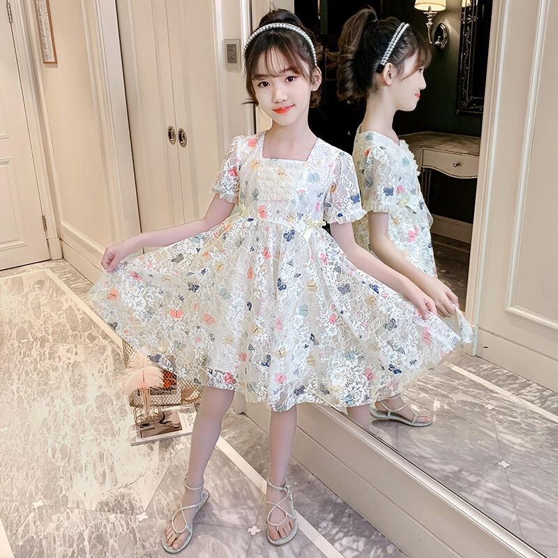 乌鹿女童连衣裙夏装洋气童装女孩公主裙中大童网红蕾丝裙夏季儿童裙子