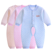 婴儿连体衣服新生儿爬服春秋纯棉夹棉0宝宝哈衣秋冬3保暖6个月12