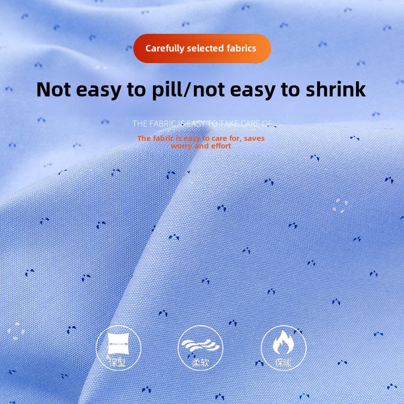 啄木鸟冬季加绒加厚保暖衬衫男商务休闲浅蓝色印花时尚保暖衬衣闲高清大图