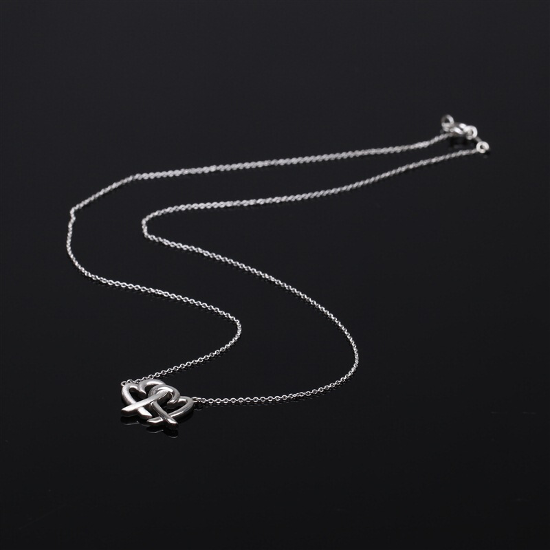 TIFFANY&CO.蒂芙尼925银PALOMA PICASSO系列银色镂空双心吊坠项链