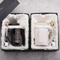 创意潮流马克杯带盖勺北欧韩版陶瓷杯子家用咖啡情侣杯一对喝水杯