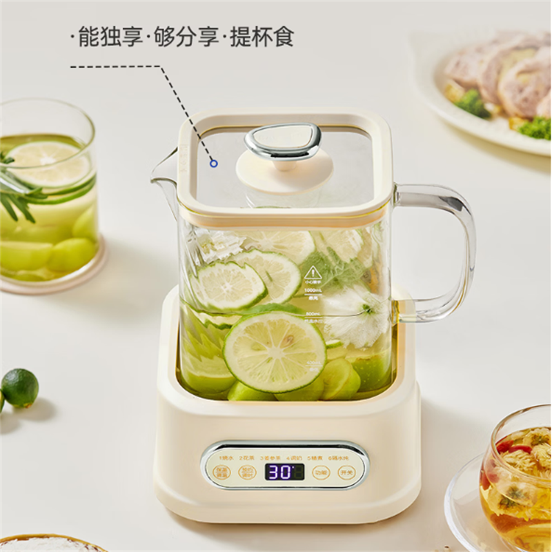 巴森小方炖全玻璃养生壶BS-D1PLUS-标配 米色(个)高清大图