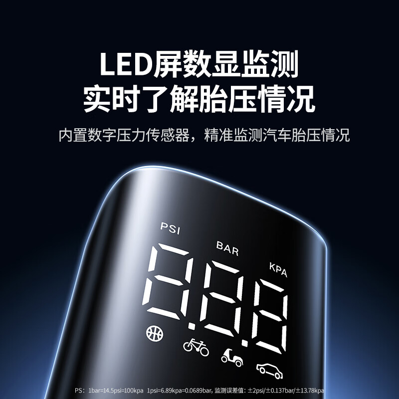 绿联便携式车载充气泵-12V款气管长度:17cm电源线长度:3m ET501/35573 (货期3-6天)高清大图