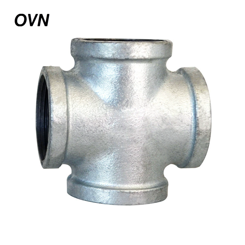 OVN 镀锌内丝等径四通 1寸 DN25国标加厚 个高清大图