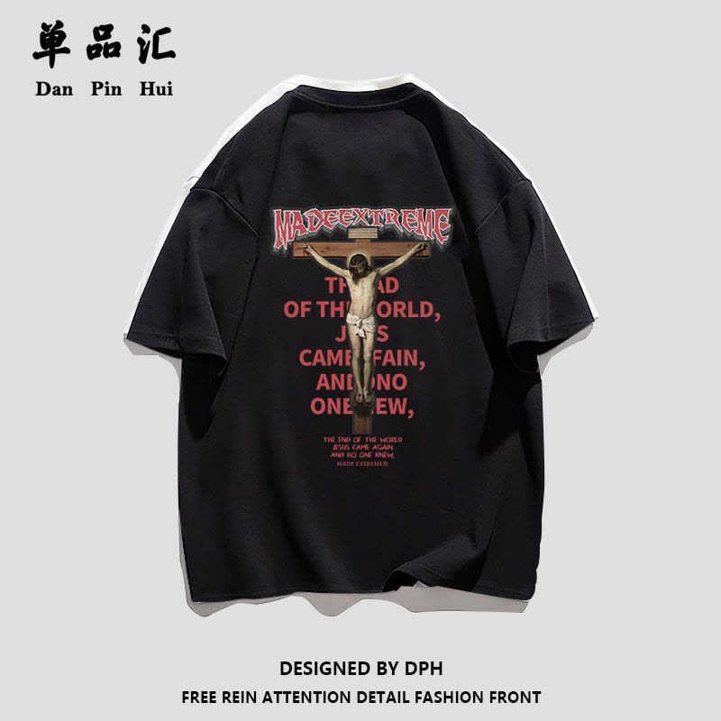 单品汇夏季新款纯棉短袖T恤女学生宽松韩版美式设计感小众上衣ins图片