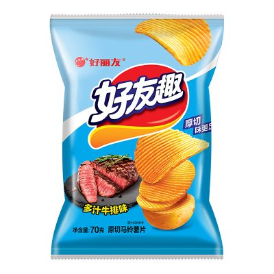 好丽友好友趣多汁牛排味70g*6袋 休闲零食好友趣薯片膨化食品
