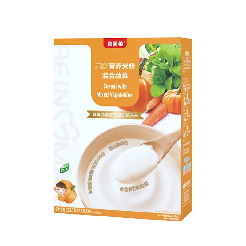 [苏宁自营]贝因美(BEINGMATE)启聪-混合蔬菜营养米粉(6-36个月适用)225g